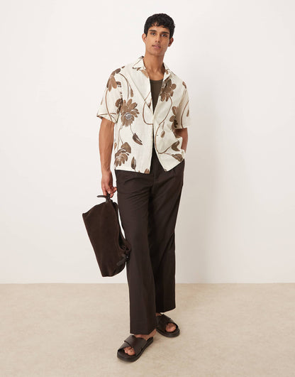 Cotton Floral Print Short Sleeve Shirt