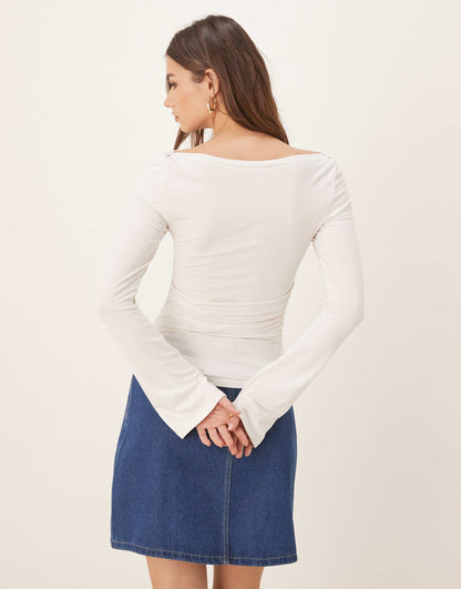 Soft Touch Long Sleeve Boatneck Top