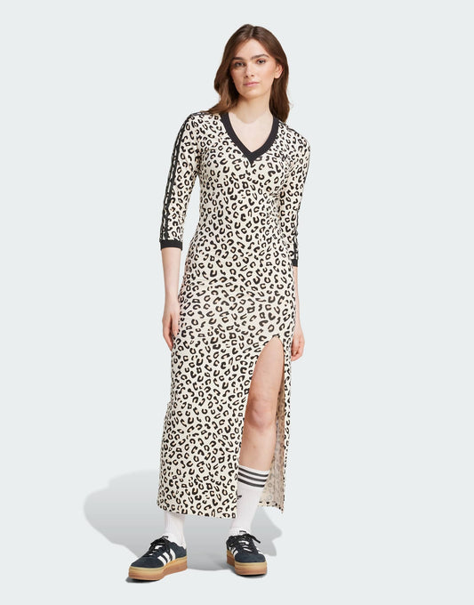 Leopard 3-Stripes Maxi Dress
