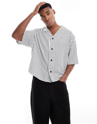 Stripe Shirt With Half Sleeve