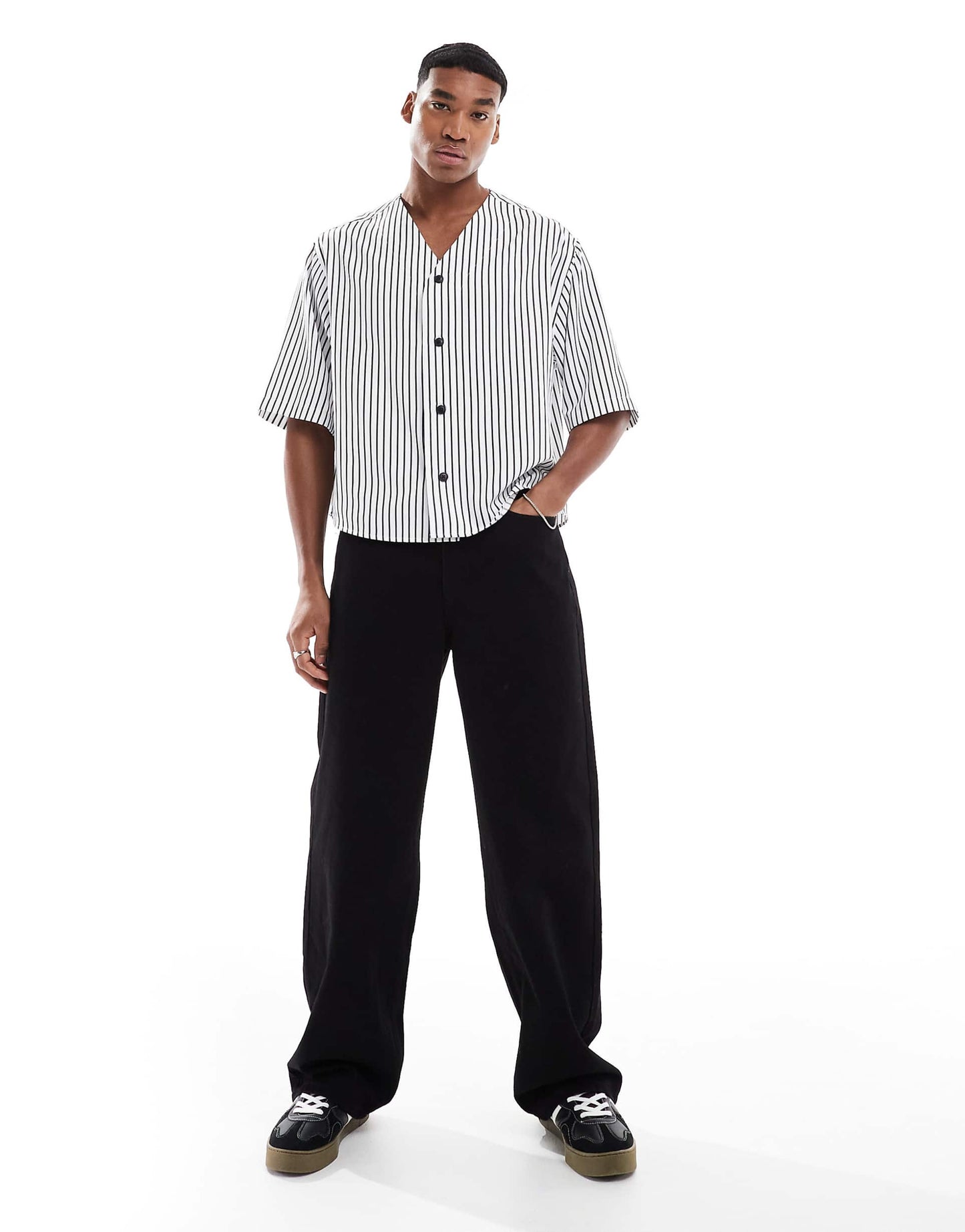 Stripe Shirt With Half Sleeve