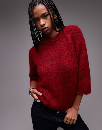 Wool Blend Half Sleeve Knitted Jumper