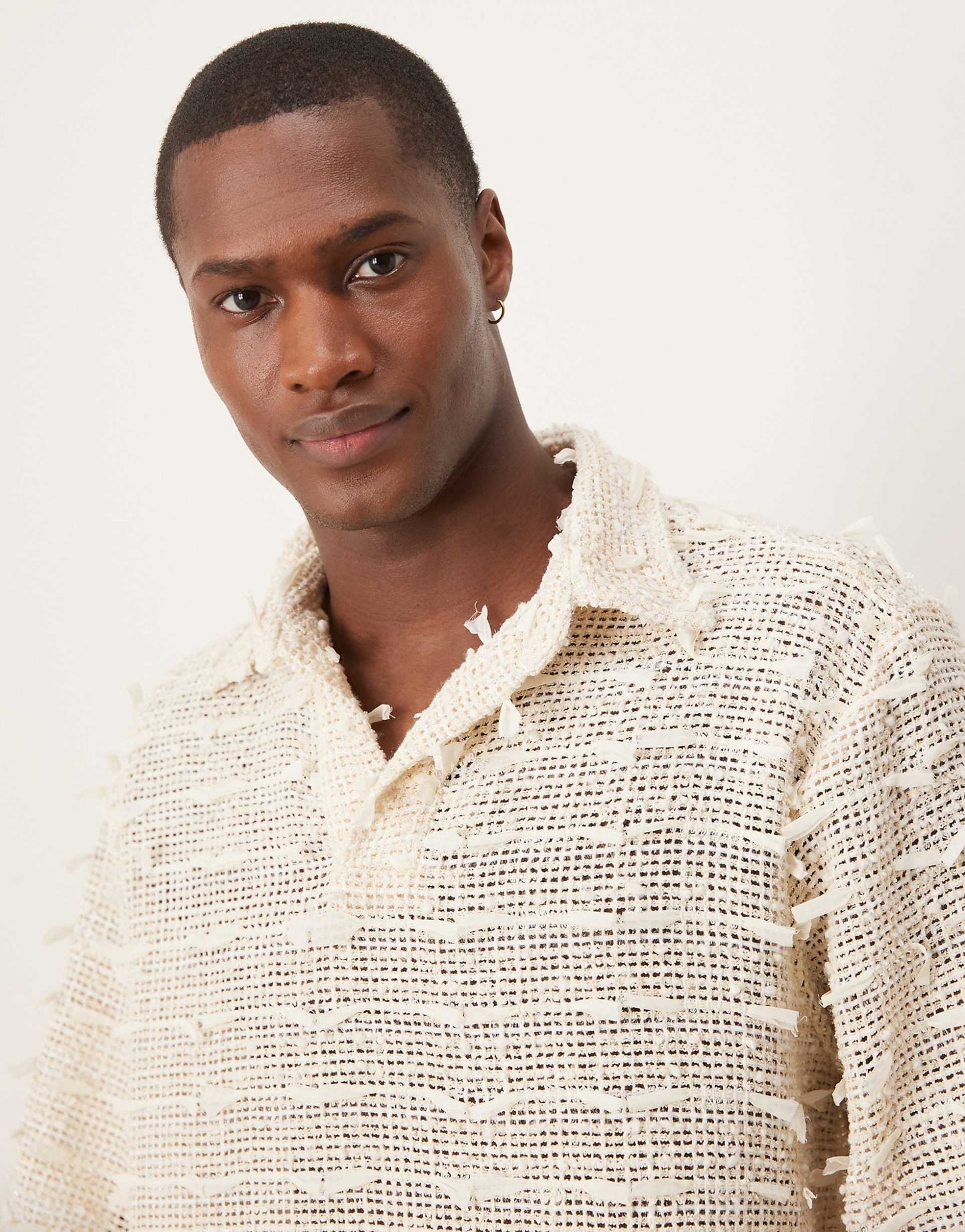 Textured Crochet Polo Shirt