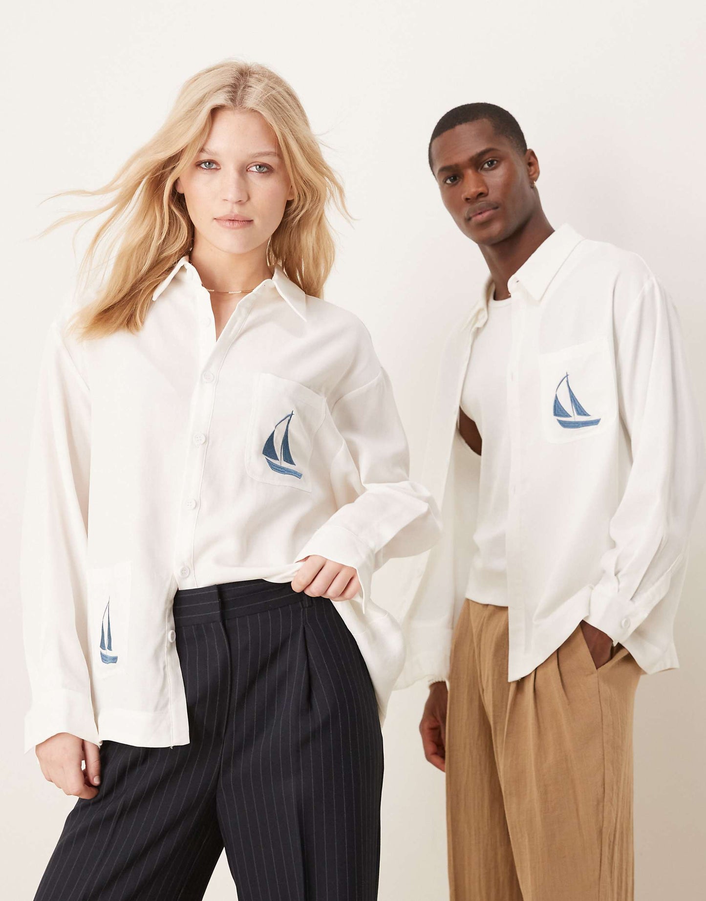 Unisex Sailboat Embroidered Shirt