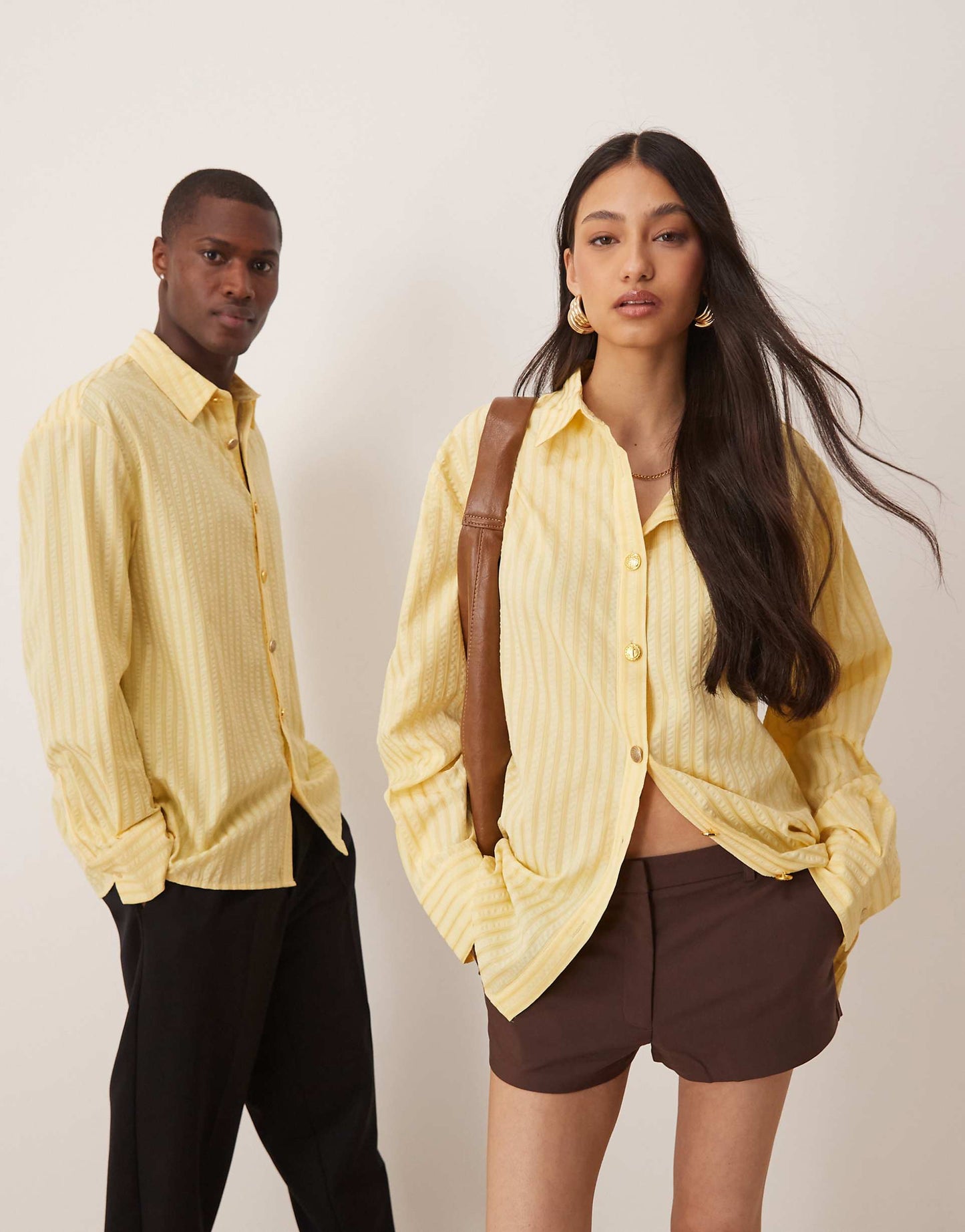 Unisex Stripe Shirt With Gold Buttons