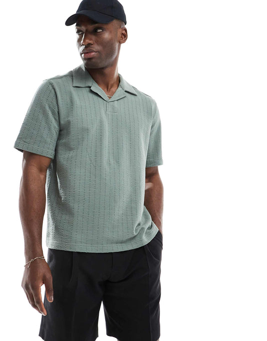 Split Neck Seersucker Polo