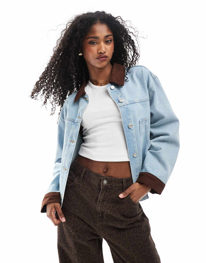 Denim Barn Jacket With Contrast Details