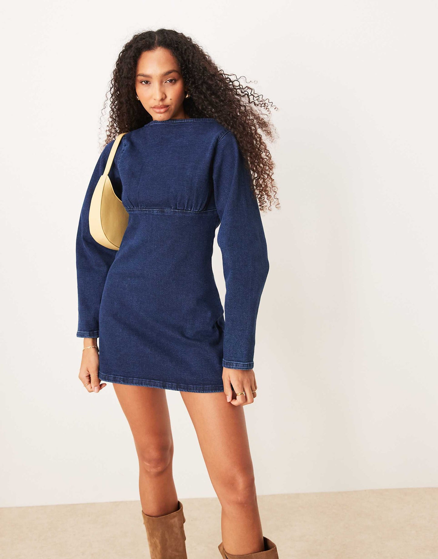 Cocoon Sleeve Denim Mini Dress