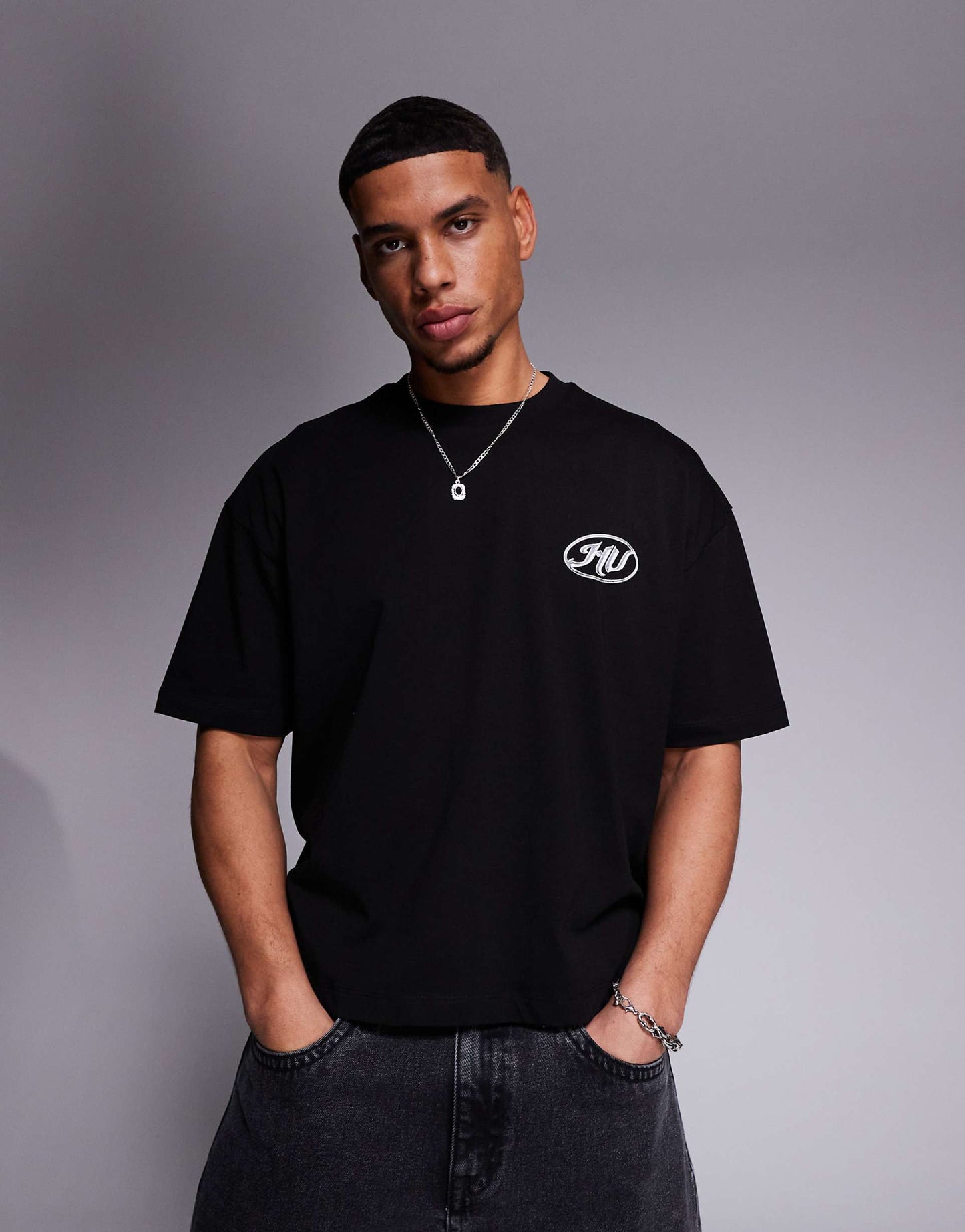 Boxy Oversized T-Shirt With Text Graphic