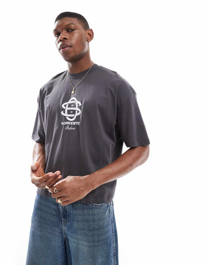 Boxy Oversized T-Shirt With Chest Embroidery