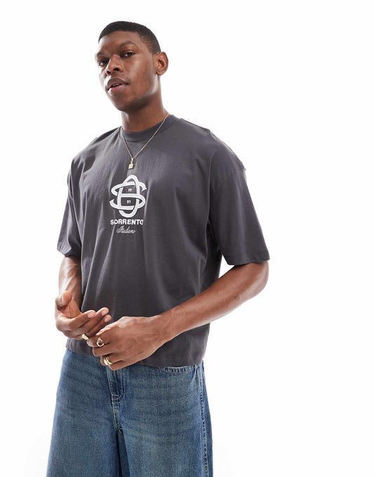 Boxy Oversized T-Shirt With Chest Embroidery