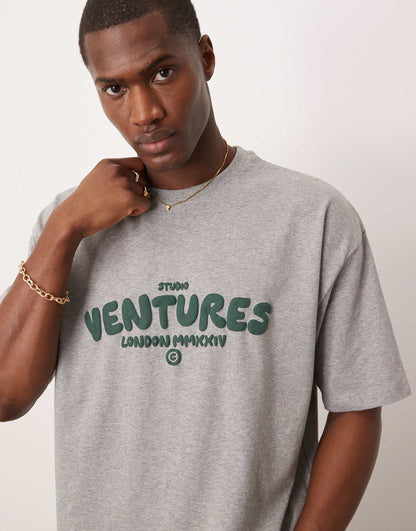 Boxy Oversized T-Shirt With Text Graphic
