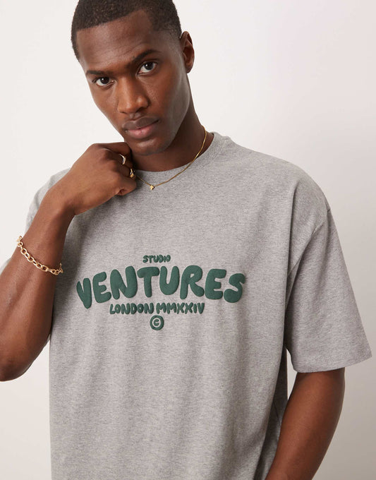 Boxy Oversized T-Shirt With Text Graphic
