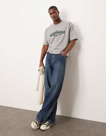 Boxy Oversized T-Shirt With Text Graphic