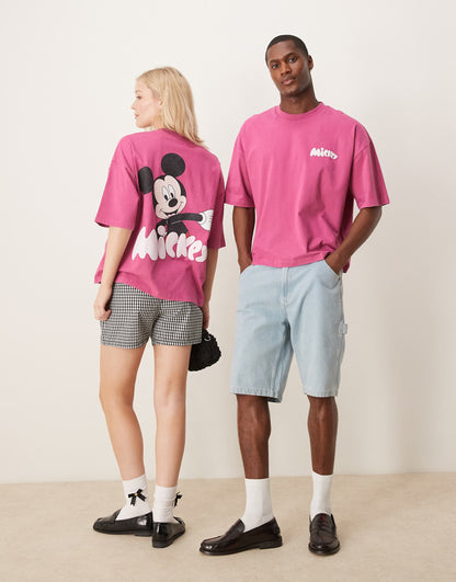 Disney Unisex Boxy Oversized T-Shirt With Mickey Mouse Prints