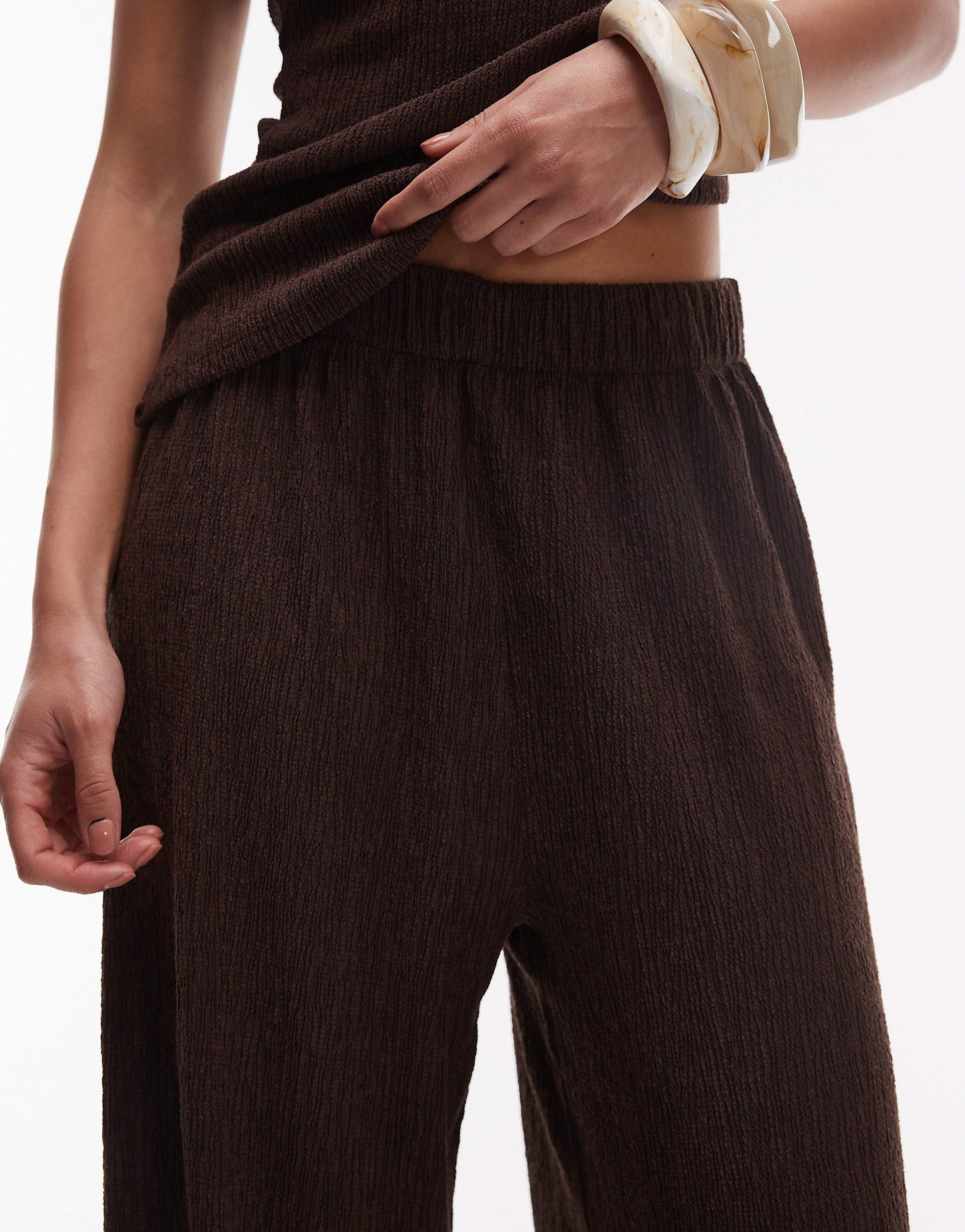 Textured Wide Leg Trousers Co-Ord