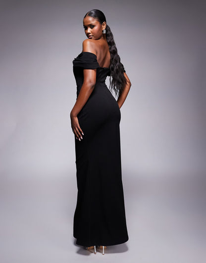 Diamante Heart Trim Evening Maxi Dress