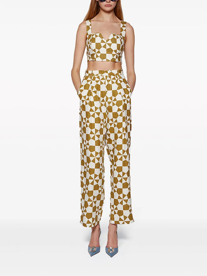 Jini Geometric-Print Crop Top