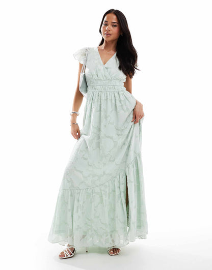 Floral Faux Wrap Maxi Dress