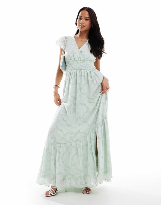 Floral Faux Wrap Maxi Dress