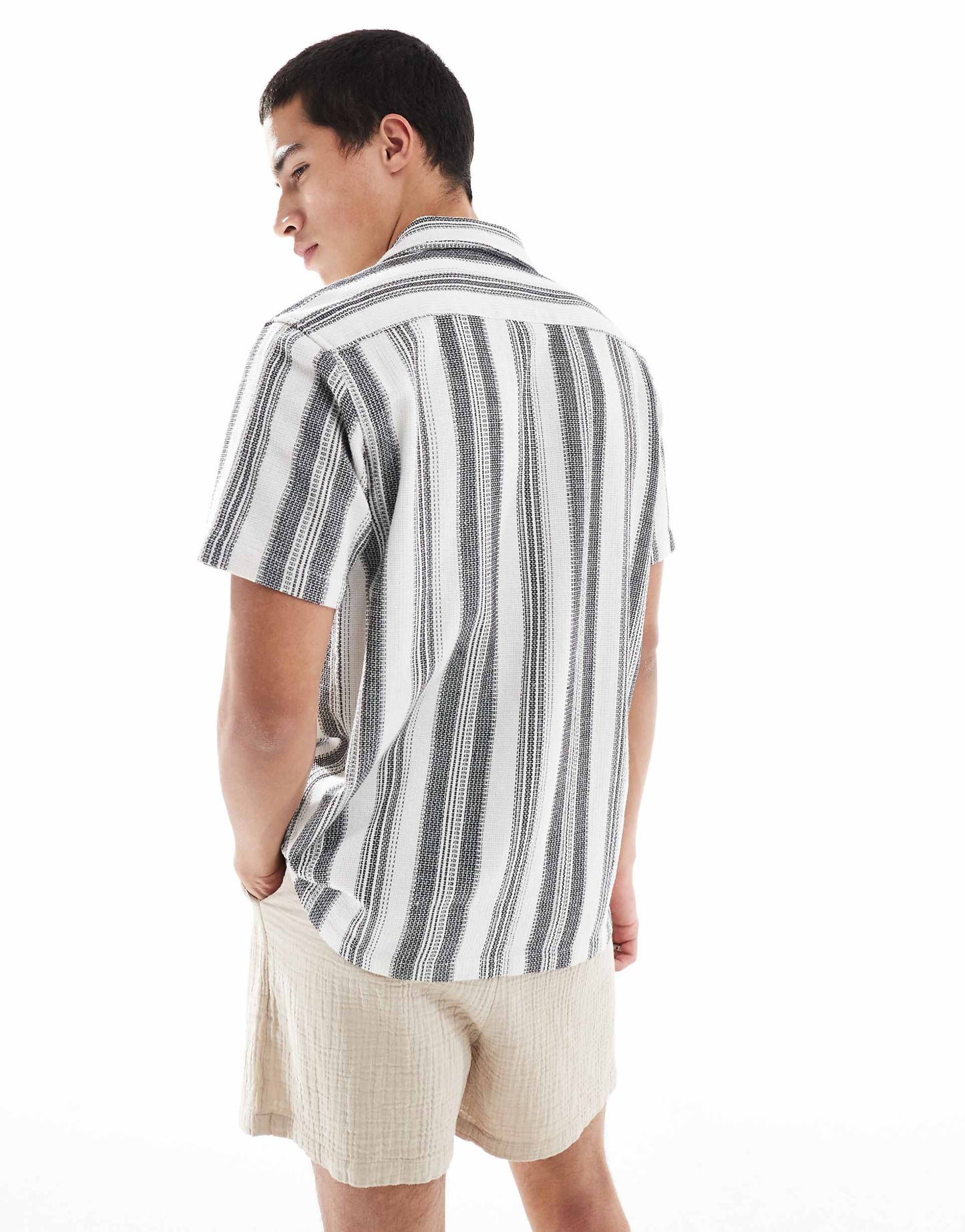 Short Sleeve Textured Stripe Shirt