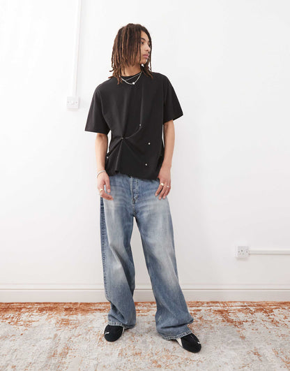 Black T-Shirt With Adjustable Poppers