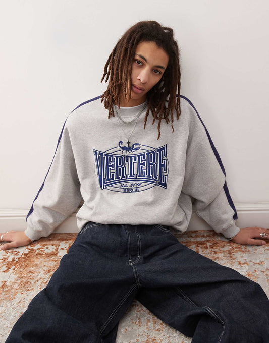 Vintage Logo Oversized Sweatshirt With Side Stripes