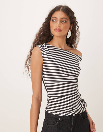 Corset Ruched Waist Off Shoulder Top