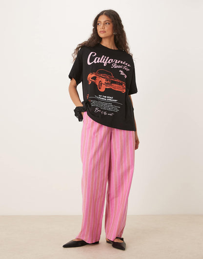 Oversized T-Shirt With California Car Graphic