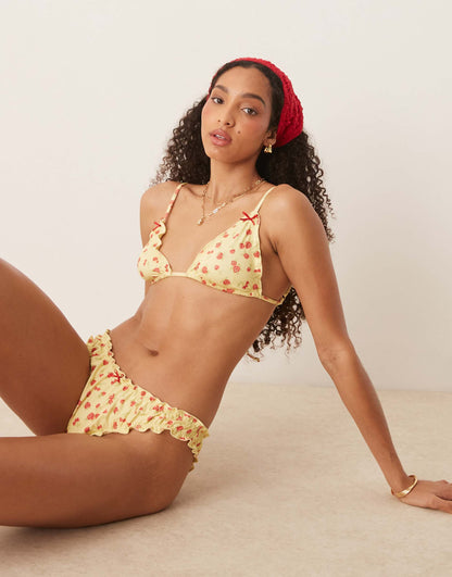 Cherry Rose Scrunch Triangle Bikini Top