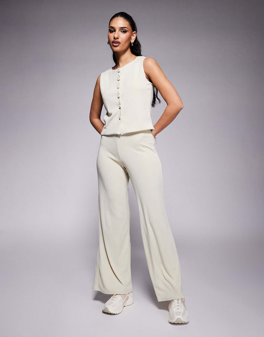 Co-Ord Rib Wide Leg Trouser
