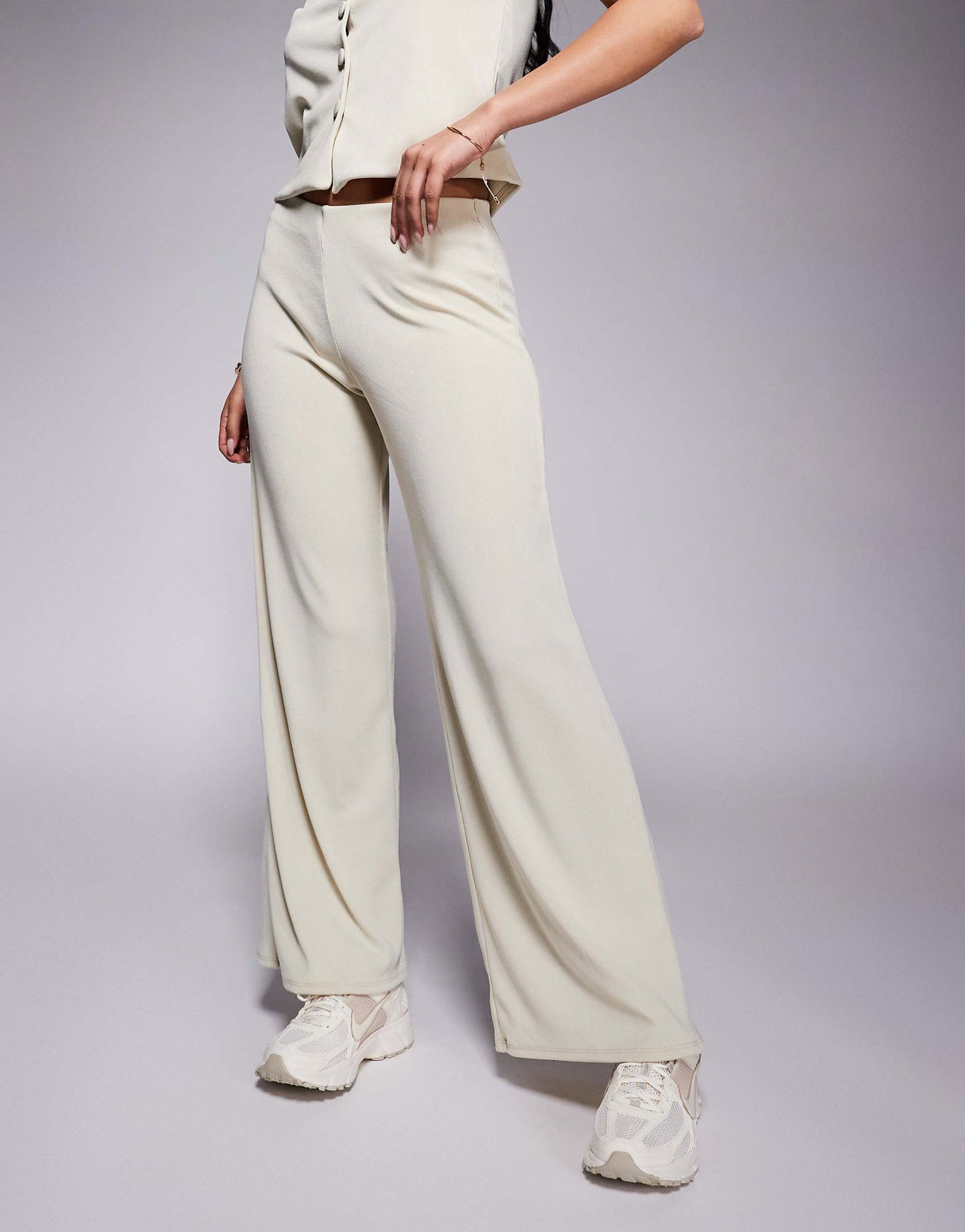 Co-Ord Rib Wide Leg Trouser