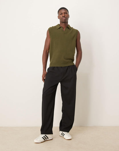 Relaxed Boxy Fit Sleeveless Polo