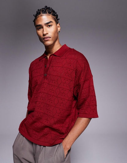 Oversized Boxy Fit Drop Shoulder Polo