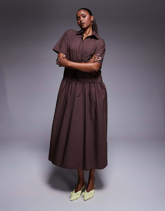 Trapeze Maxi Shirt Dress