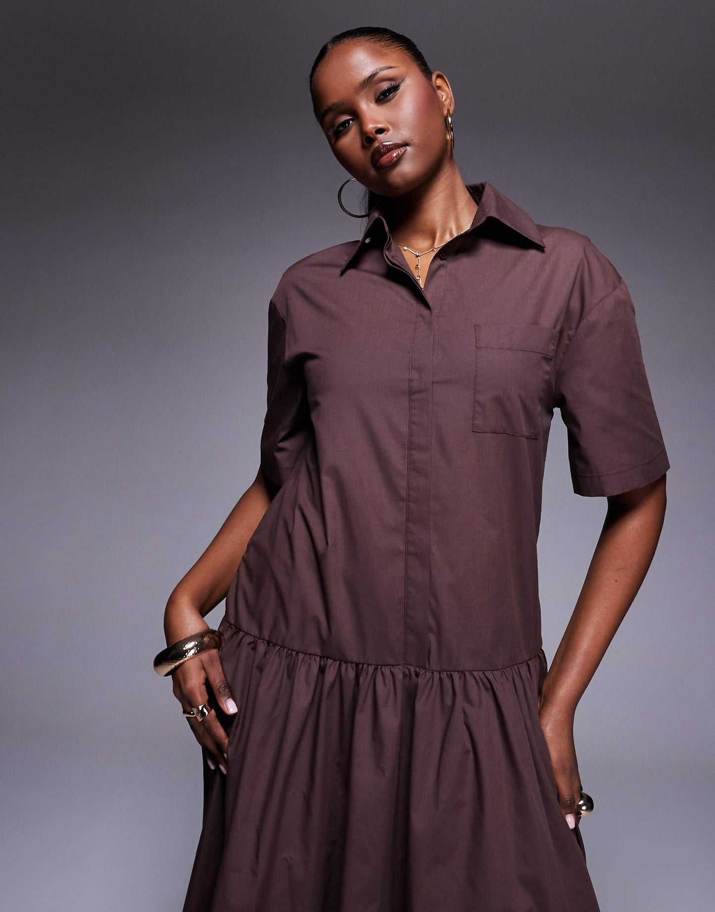 Trapeze Maxi Shirt Dress