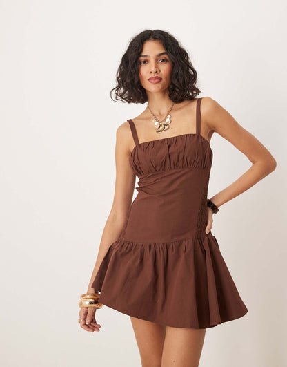 Shirred Bodice Cami Mini Dress