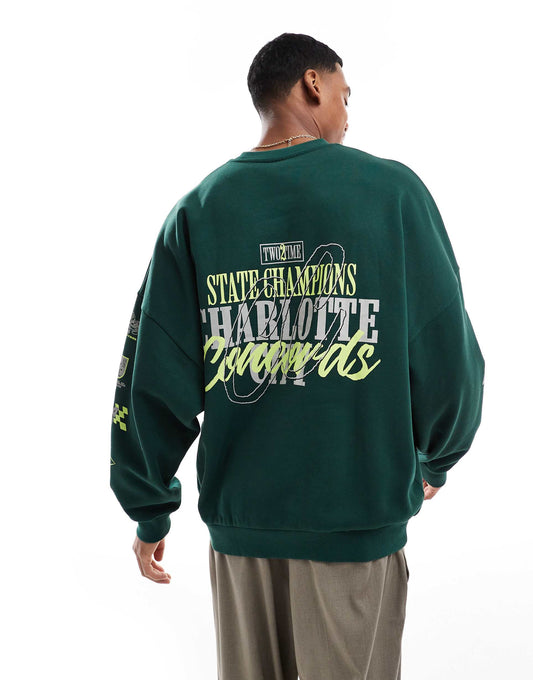 Extreme Oversized Sweatshirt With Racing Prints