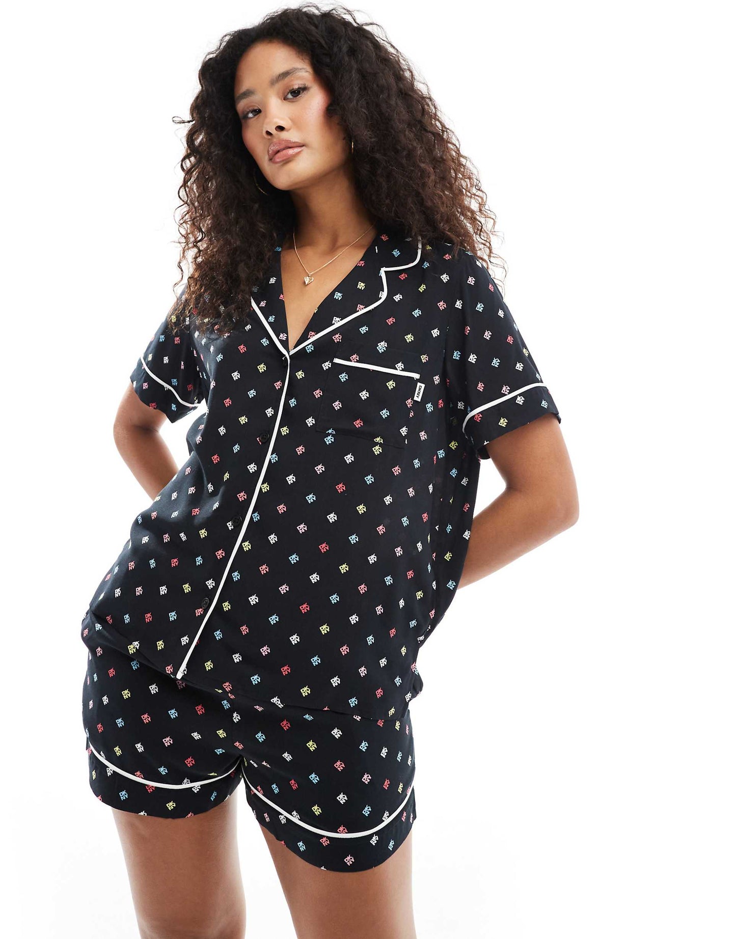 Breezing Through Short Sleeve Notch Top & Boxer Sleep Set
