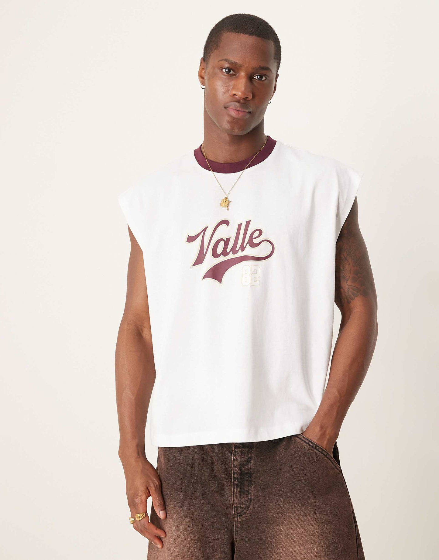 Oversized Boxy Tank With Chest Print