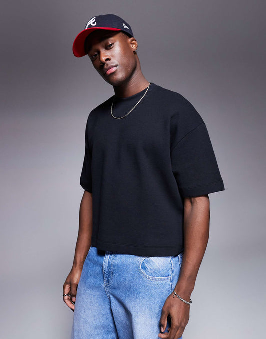 Oversized Crop Waffle T-Shirt