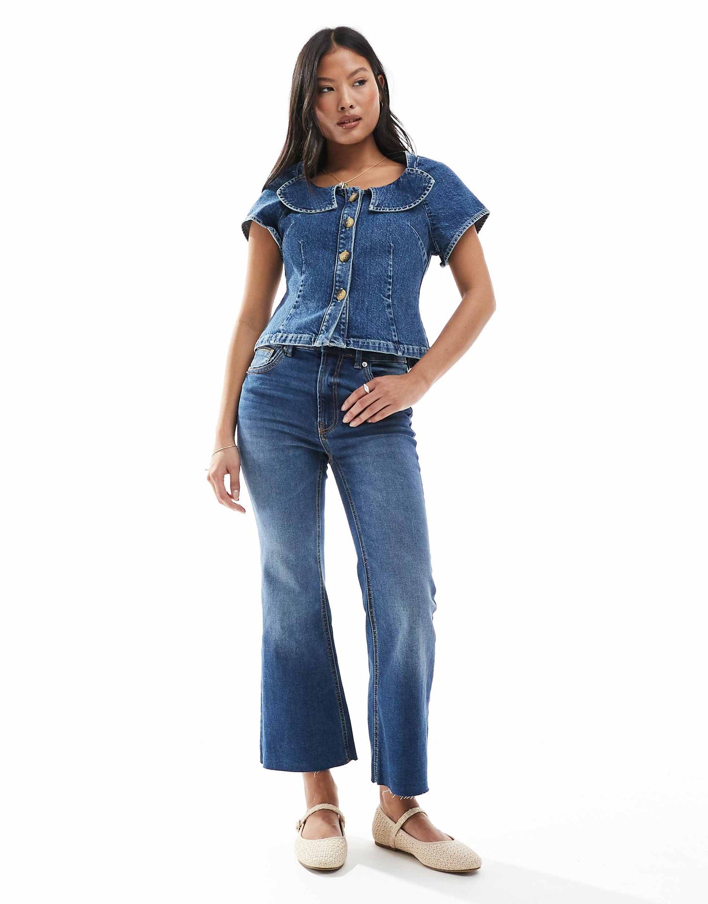 Petite D78 Cropped Flare Jean