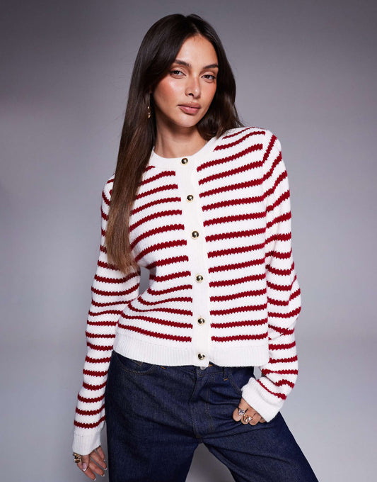 Compact Knit Cardigan With Gold Buttons