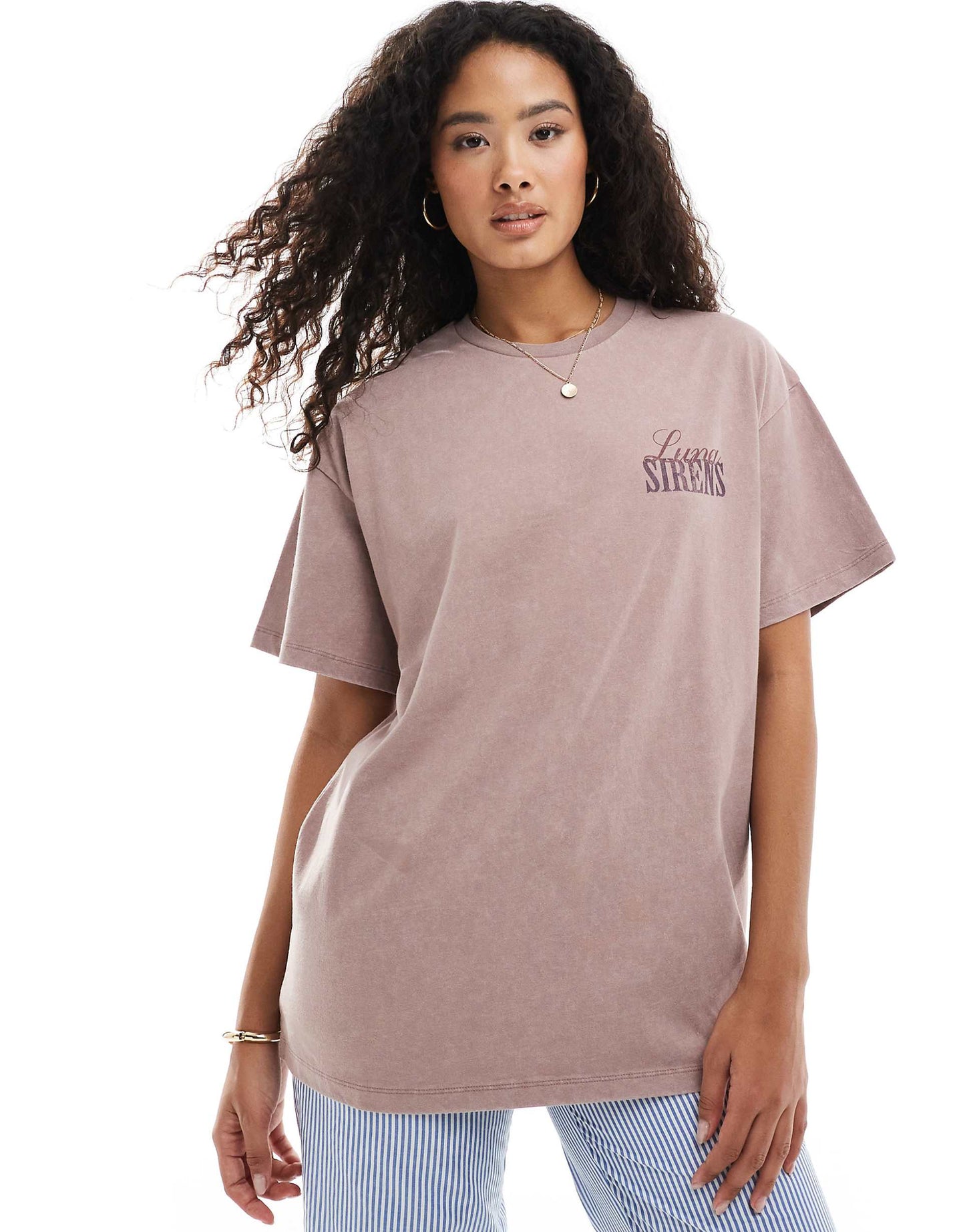 Tonal Sirens Back Print Oversized Tee