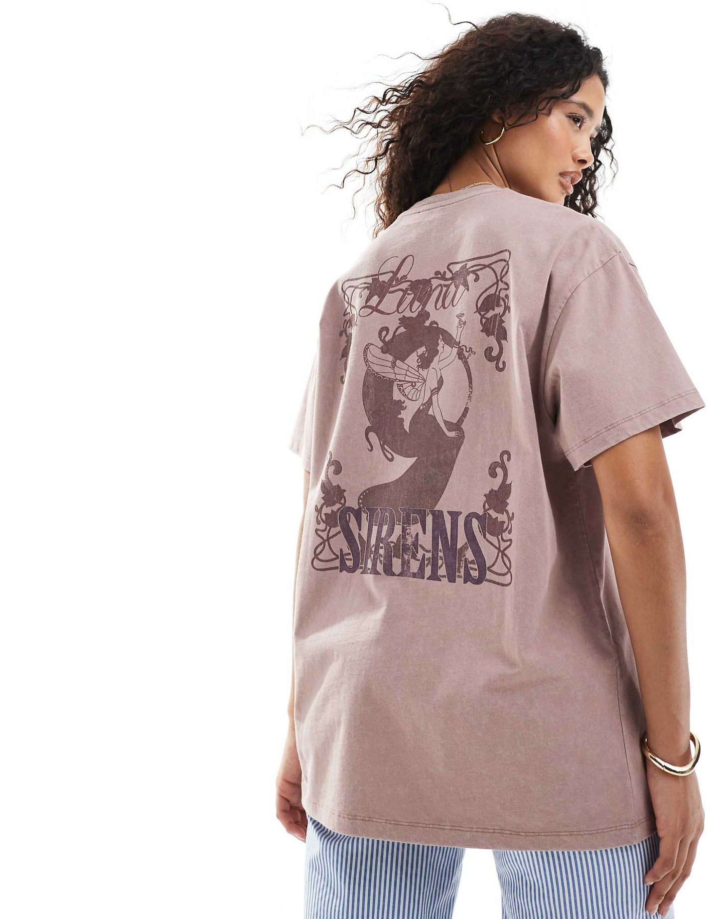 Tonal Sirens Back Print Oversized Tee