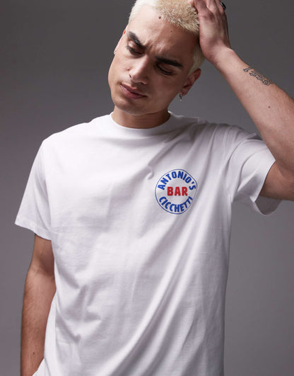 Oversized Fit T-Shirt With Antonio'S Bar Raised Print