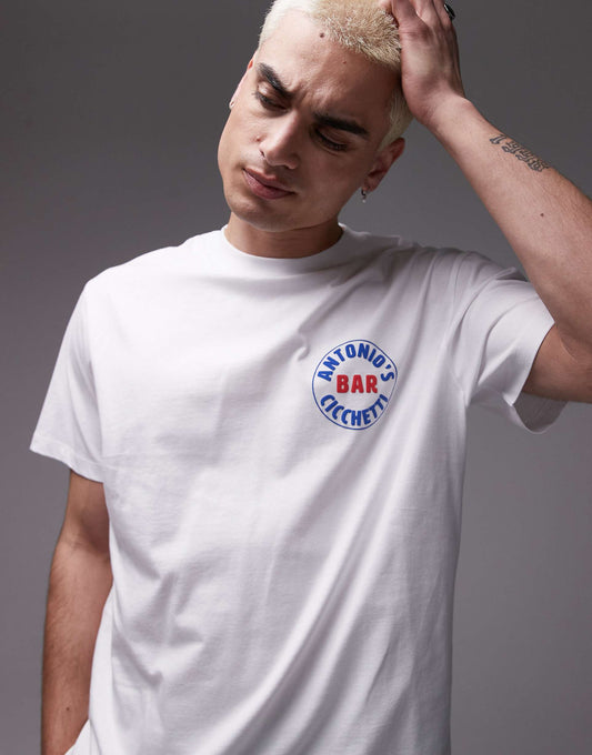 Oversized Fit T-Shirt With Antonio'S Bar Raised Print