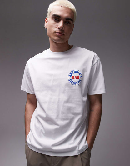 Oversized Fit T-Shirt With Antonio'S Bar Raised Print
