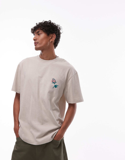 Oversized Fit T-Shirt With Front And Back Pack Of Lies Embroidery