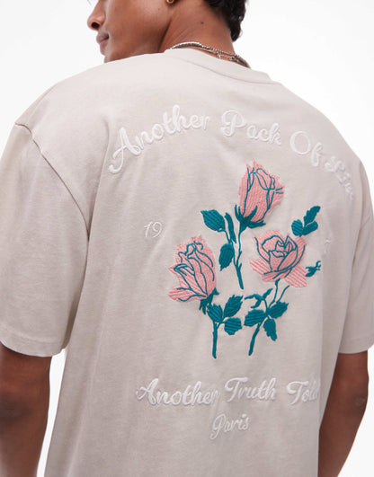 Oversized Fit T-Shirt With Front And Back Pack Of Lies Embroidery
